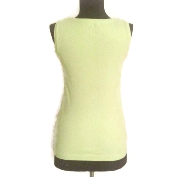 Chicos Size 0 S 4 Tank Top Womens Lime Green Ribbed Sleeveless Stretch Knit Tee - Picture 4 of 8